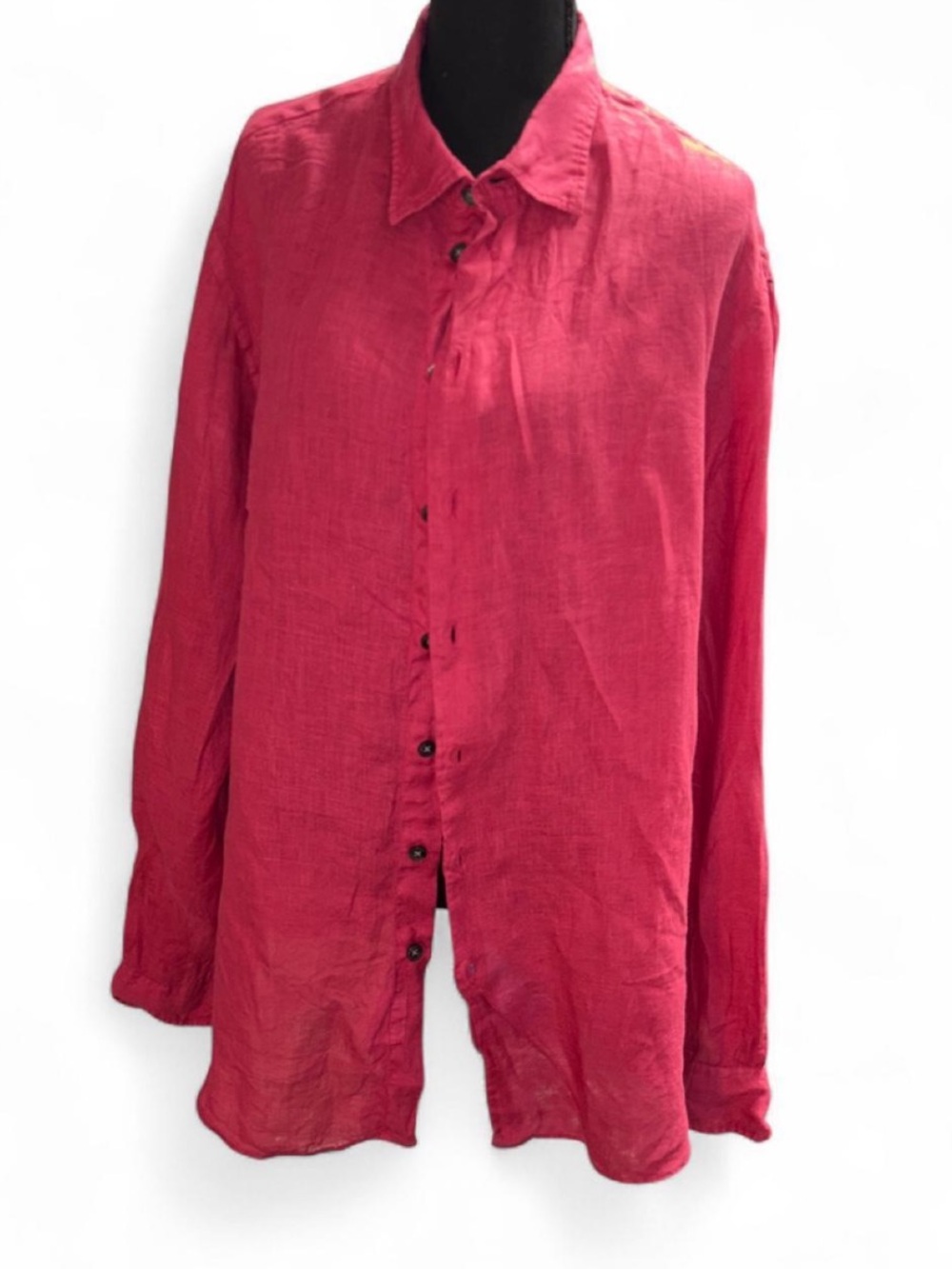 Men’s Armani Collezioni Red 100% Linen Casual Button-Down Shirt